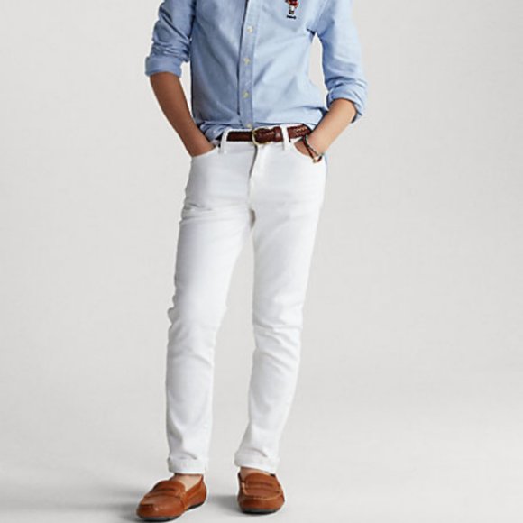 Polo Ralph Lauren | Boys Sullivan Slim Stretch Jean White Size 16 NWT - Picture 1 of 11